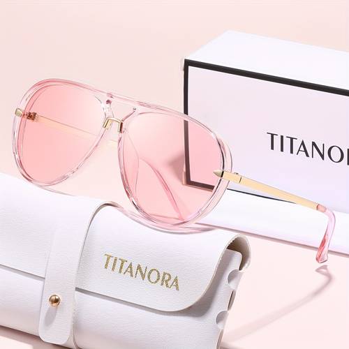titanora womens glasses large frame casual semi metal colorful jelly with glasses case and cleaning cloth