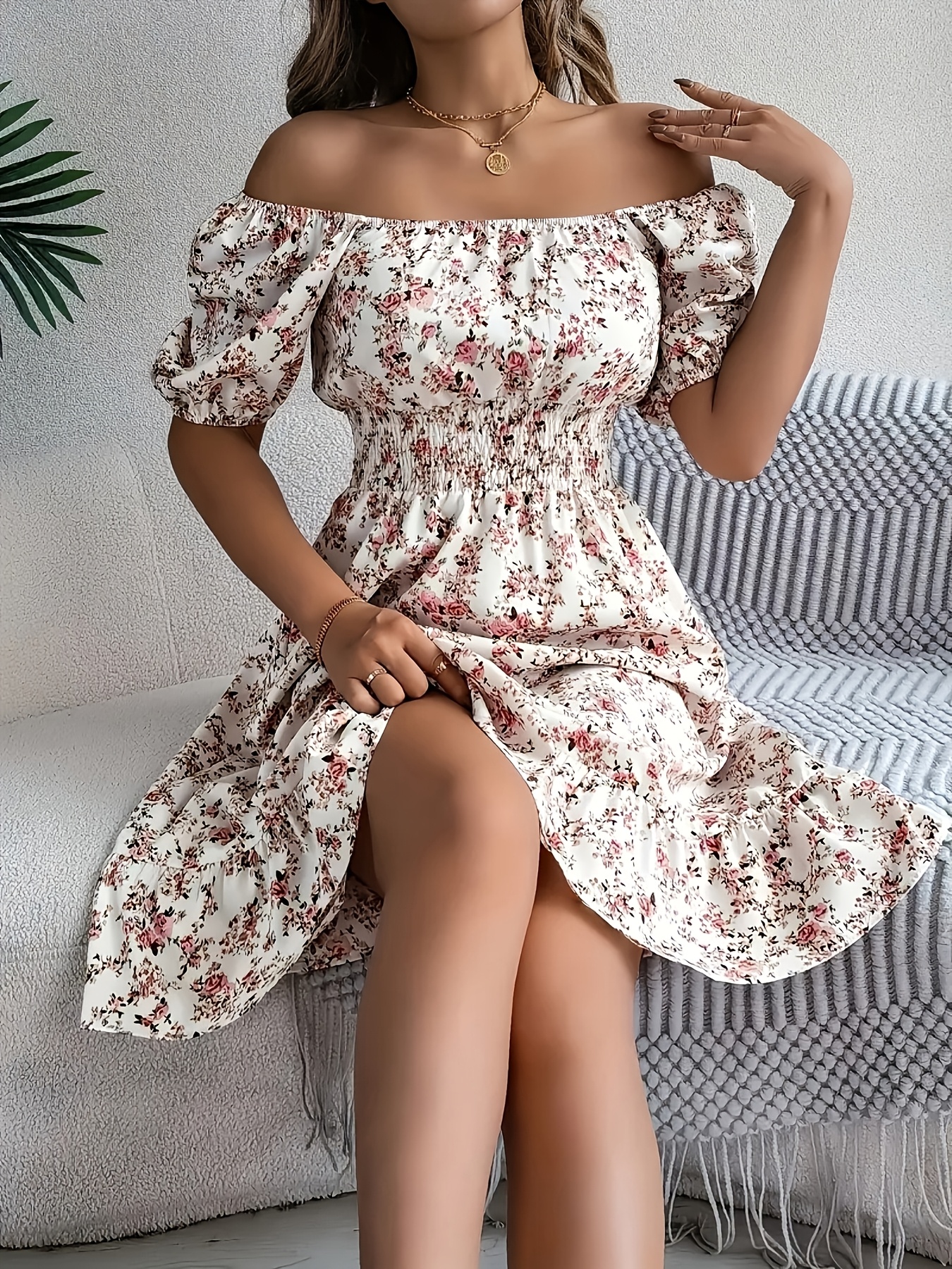 green emerald velvet dress Floral Print Orange Tie Front Flowy Summer Dress Short Sleeve for Women –  ALILANG.COM main image 1