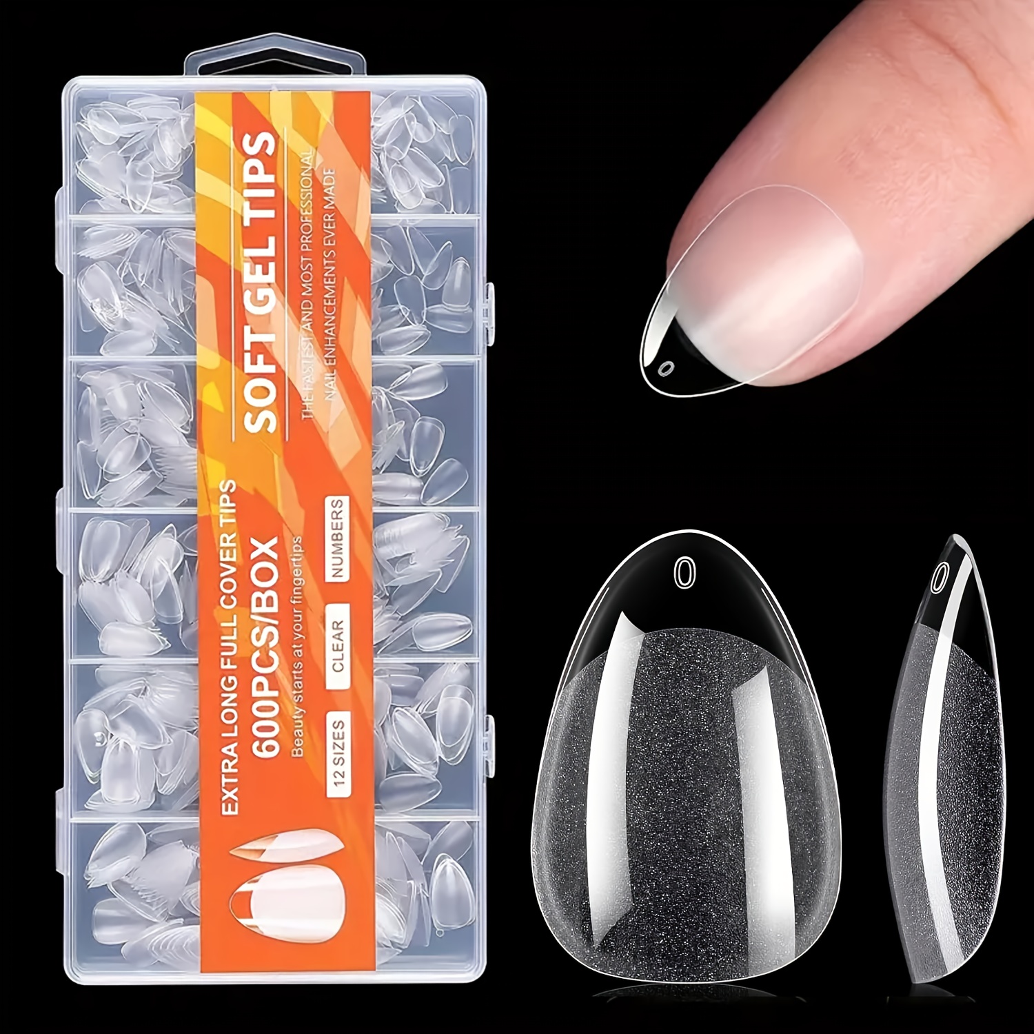 

600pcs Short Soft Gel X Nail Tips, Acrylic Nail Kit Pre-shaped Press On Nails, Half Matte Clear Acrylic Nail Tips Short Shaped False Nail Tips For Nail Extension Manicure Tools For Nail Art Diy