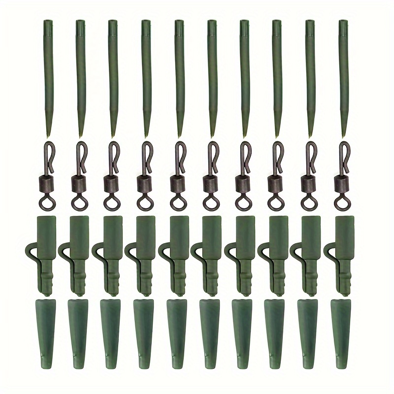 40pcs=10set Carp Fishing Safety Lead Clips Tail Rubber Cone Anti Sleeve Quick Change Swivels Fishing Additions Rig