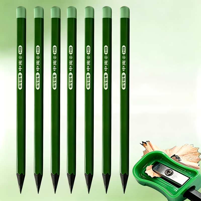 Image of 12pcs Hb Green Sticks Black Wood Pencils, 3mm Thick Lead, Durable, Smooth Writing, Suitable For Painting, Writing, Exams, Sketching, And More, Essential School Supplies/back-to-school Gift