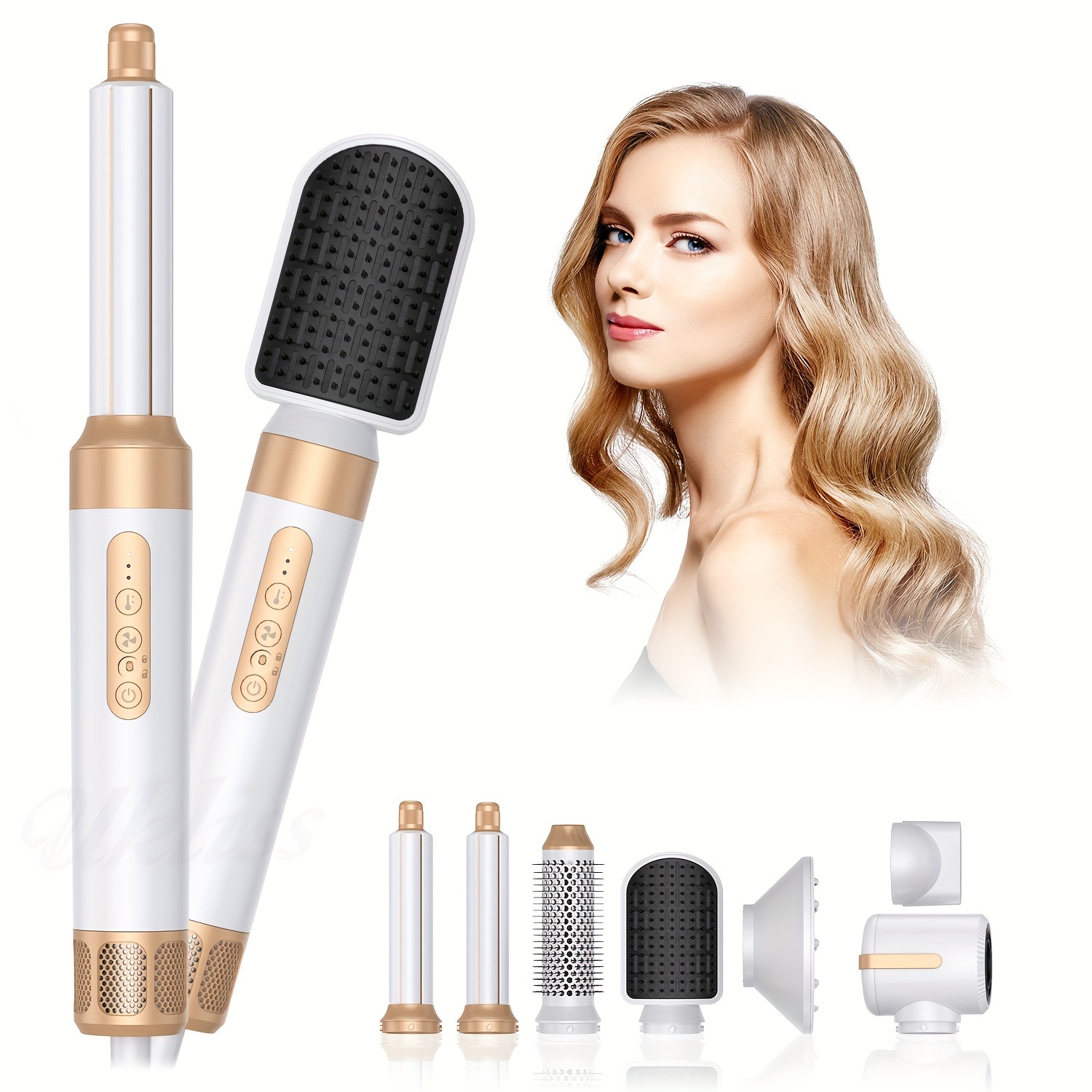 

7-in-1 Hair Styler And Dryer Set, Brushless High-speed Motor, Interchangeable Brushes & Air Curler Wand, Hot Air Volumizer & Straightener, Thermal Round Brush