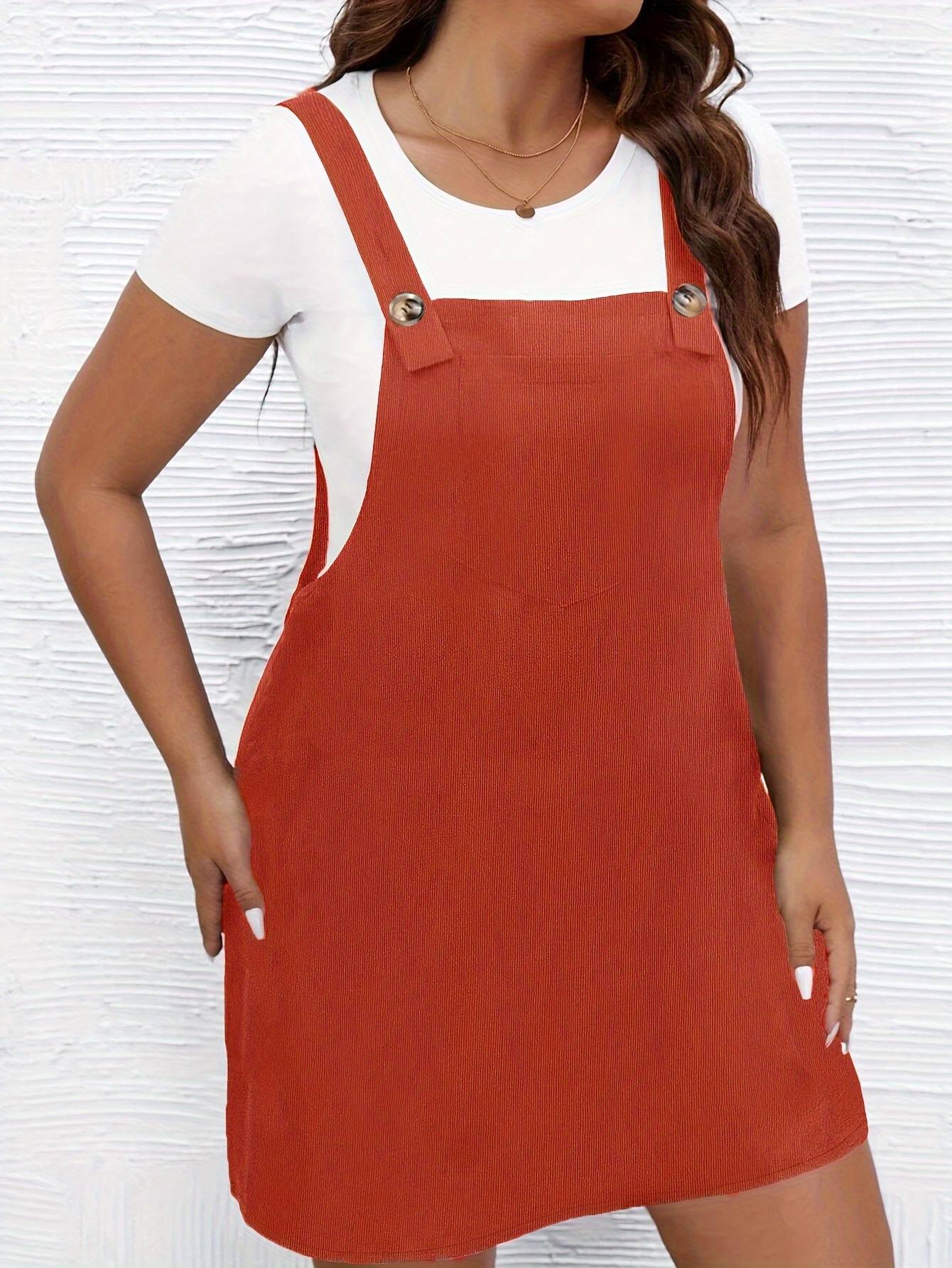 Vestido corto sin mangas con bolsillos para mujer, talla grande