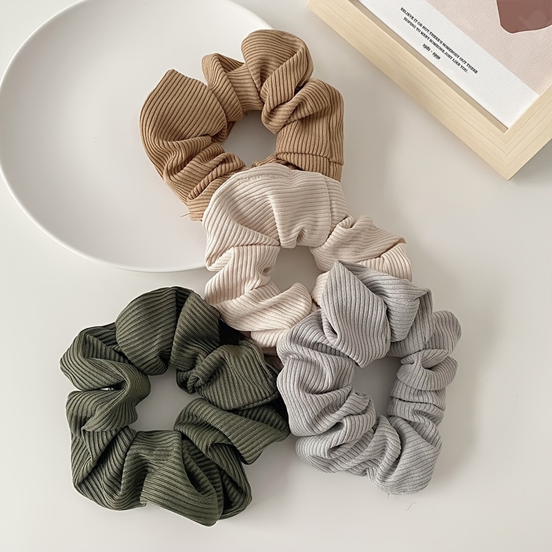 TEMU A Set Of 4 Elegant Hair Ties For Women - Featuring A Melard Style, Soft And Comfortable, With High Elasticity, Suitable For Everyday Wear In