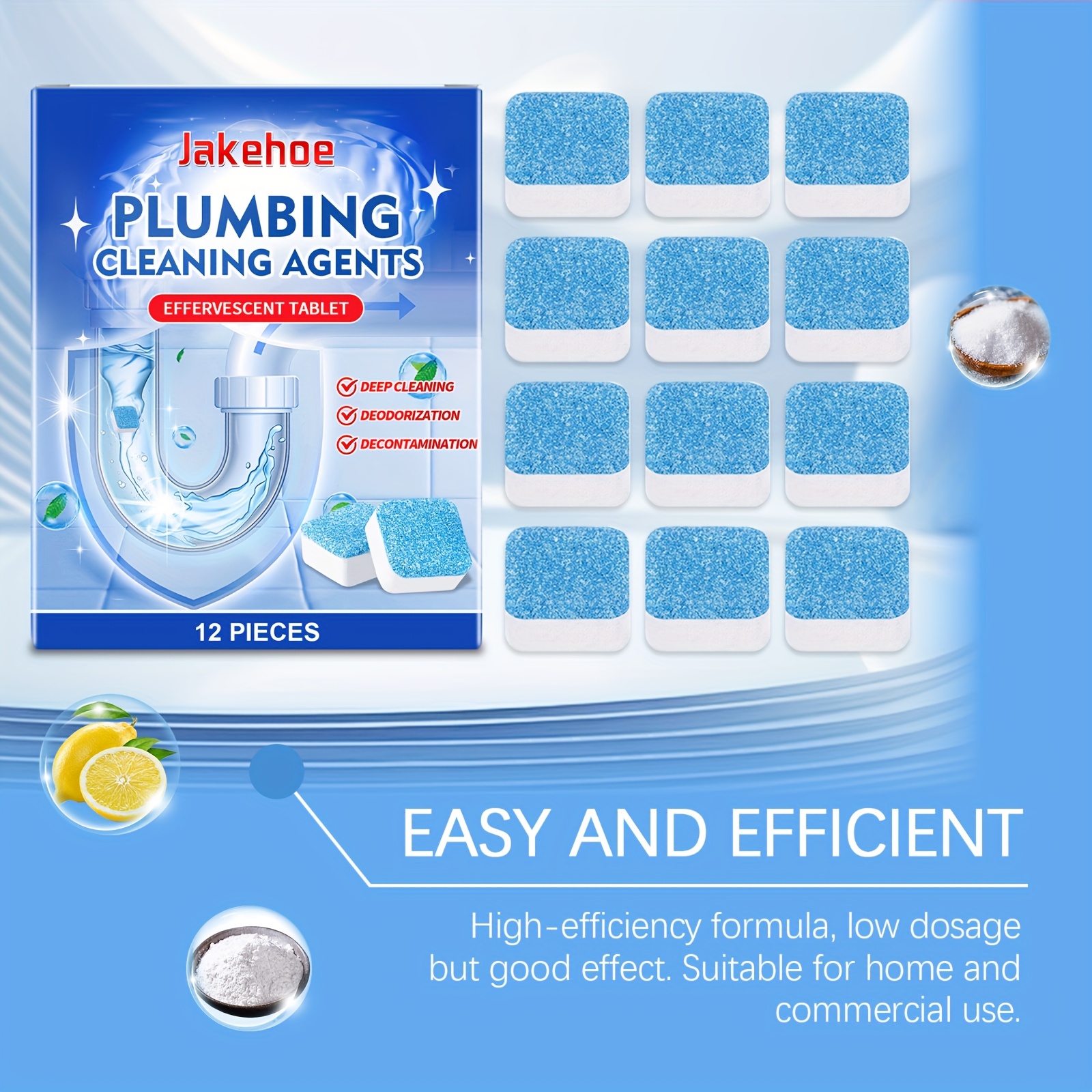 drain cleaning tablets for kitchen pipes, effervescent tablets to clear oil blockages in drainage systems. details 3