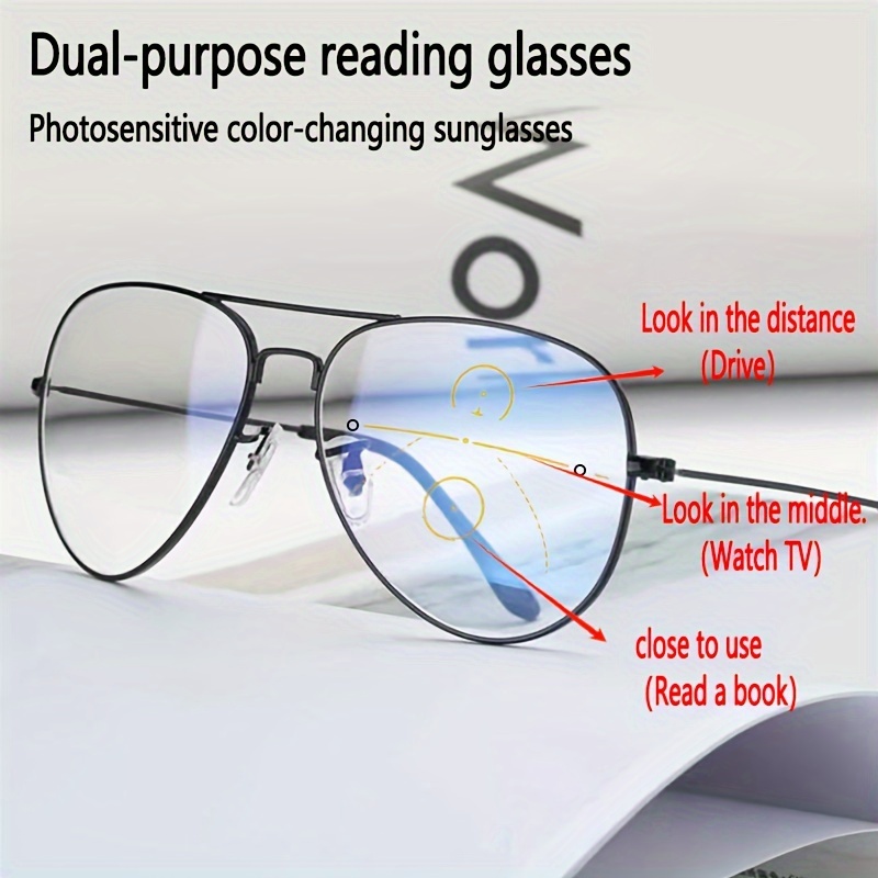 Oversize Intelligent Photochromic Glasses Box Middle Aged Elderly Men Women  Students Casual School Business Accessories In 2 Colors - Jewelry &  Accessories - Temu