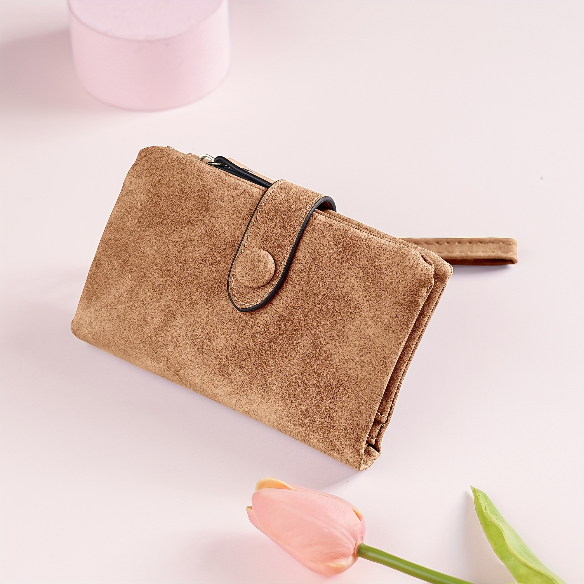 -fold Short Wallet For Women, Vertical Zippered Cardholder, Fresh And Cute Folding Style, Simple Coin Purse With Multiple Card Slots, Multi-functional Id Holder