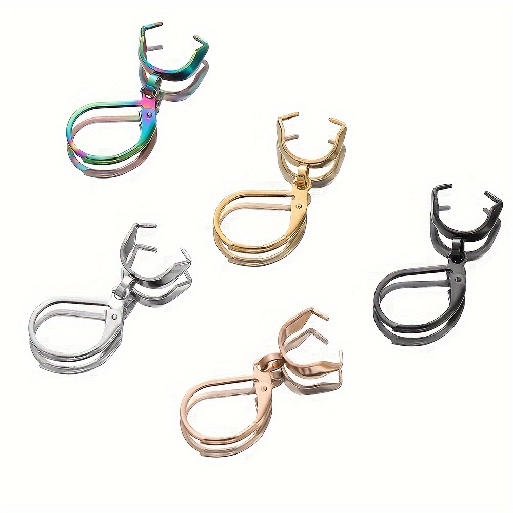 

10pcs Assorted Colors Stainless Steel D-shaped Ear Hooks - Melon Seed Pendant Clips For Diy Handmade Jewelry Accessories