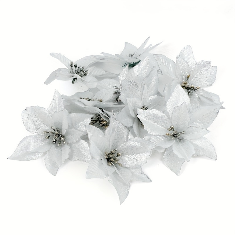 TEMU Juego de 12 Flores Brillantes de - Decoración Navideña para Tu Hogar y Árbol - Adornos para y - Adecuado para Decoración Interior y Exterior