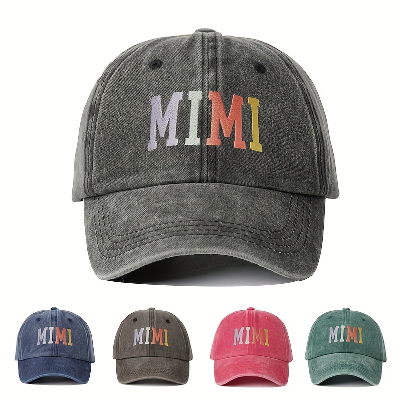 

Mimi Embroidered Washed Baseball Cap - Adjustable, Breathable Cotton Sun Hat For Women & Men | Y2k Fashion Curved Brim Golf Cap