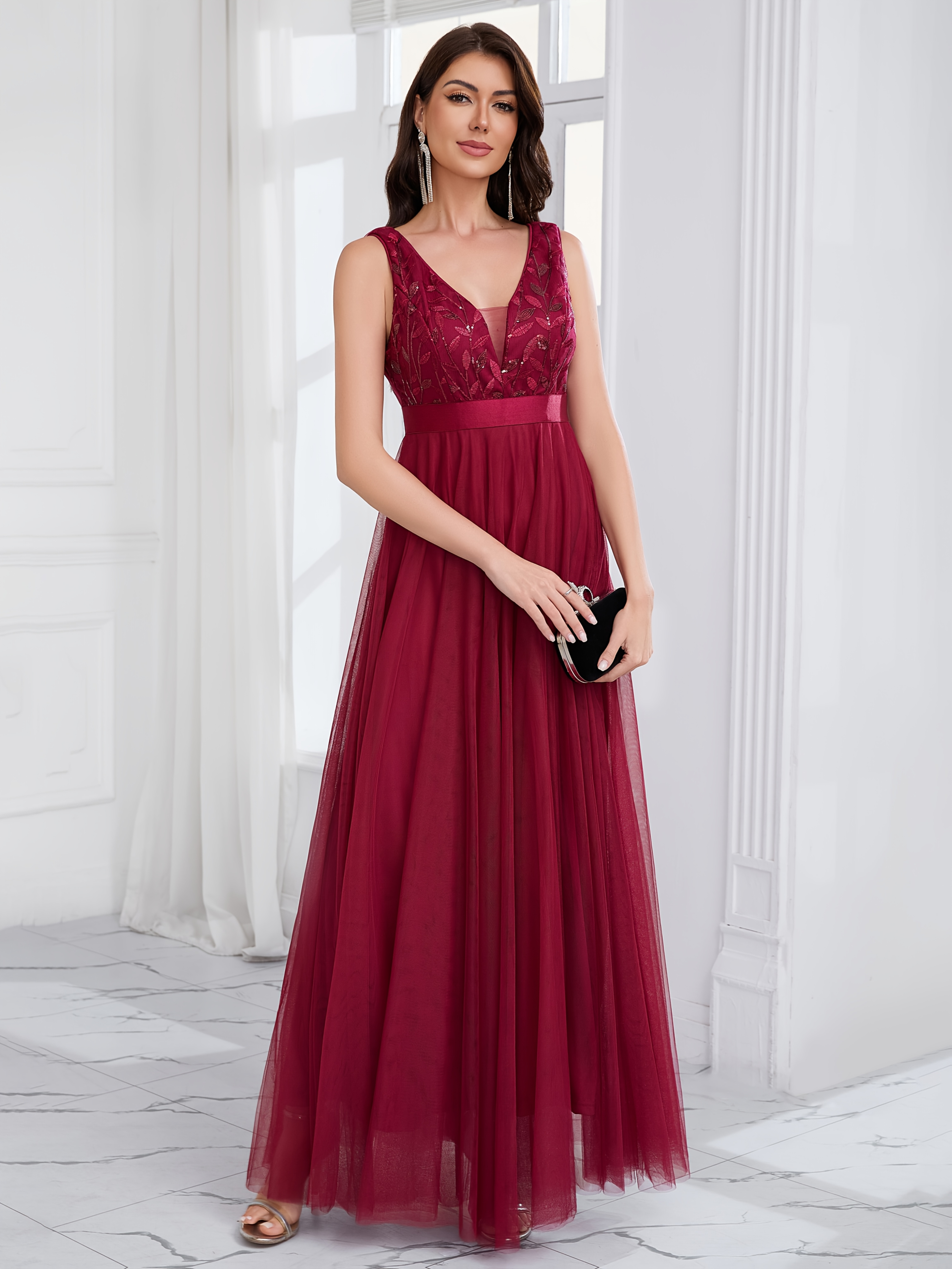 sequin embellished mesh sleeveless wedding bridesmaid bride