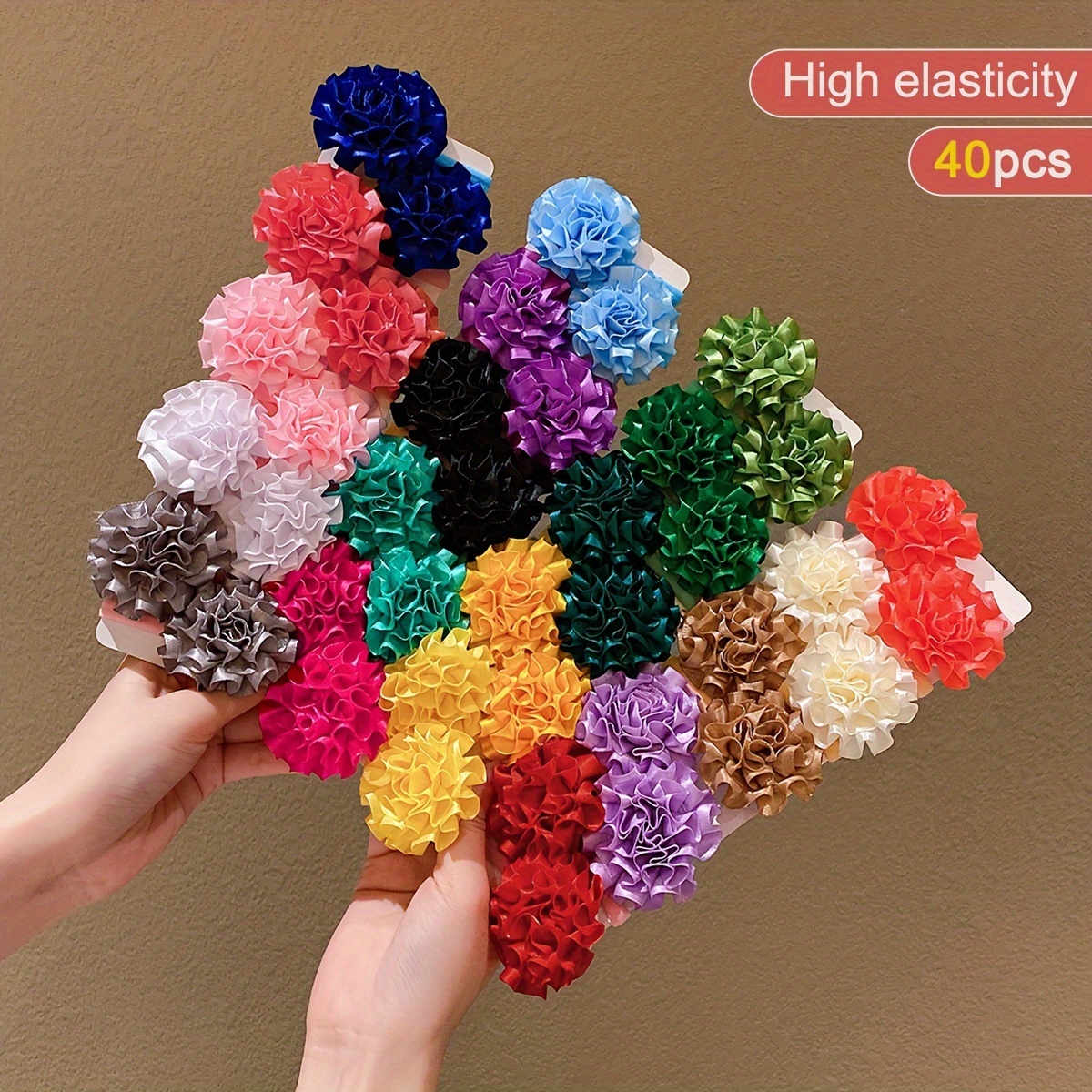 

40pcs Lemon Love Cute Polyester Woven Hair Ties, Assorted Colors Floral Hair Bands, Hair Accessories For Teens