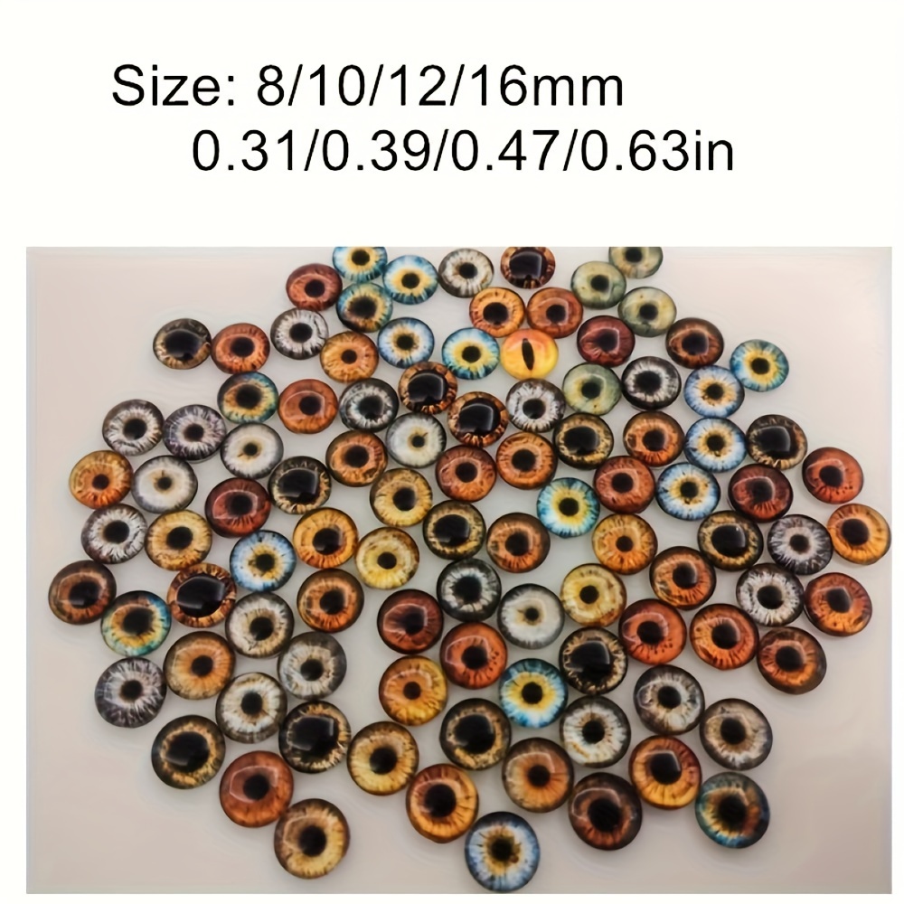 Image of 30pcs (15 Pair) 8/10/12/16mm Glass Eyes For Handmade Animal Dinosaur Dolls Eyes