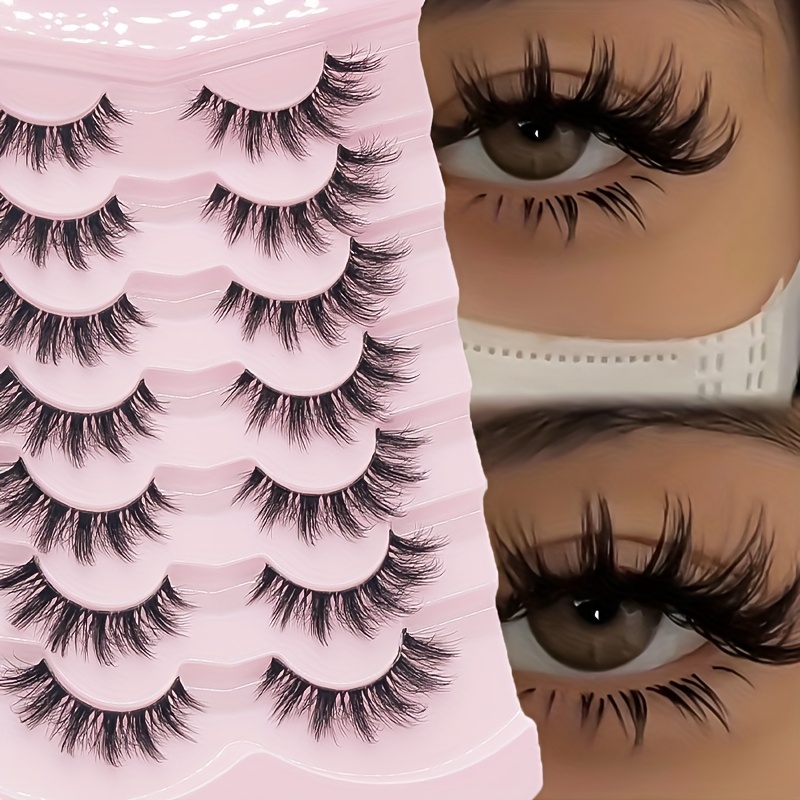 7 Pairs Of Full Stripe False Eyelashes With European And , Plump, , Fluffy, Natural Plush, Three-dimensional Sense, Pointed Tail, Extremely Stem, Distinct , Light, Soft, No , Not