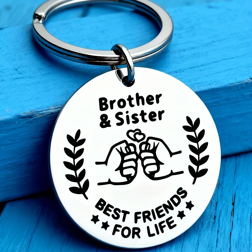 TEMU Keychain " For Life" Stainless Steel Round Pendant, A Gift For Family, Accessory For Sibling , Everyday Key Decoration, A Creative Gift For