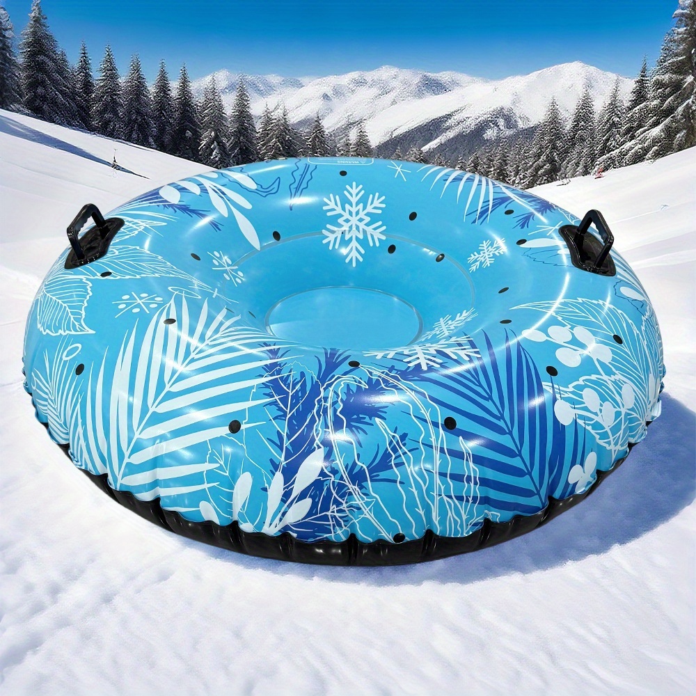TEMU 1pc Thickened Pvc Inflatable Snow Tube, Anti-tip Outdoor Adult Snow Tube, Cold-resistant Snow Tube, Green Snowman Snow Tube, Snow Tubes For