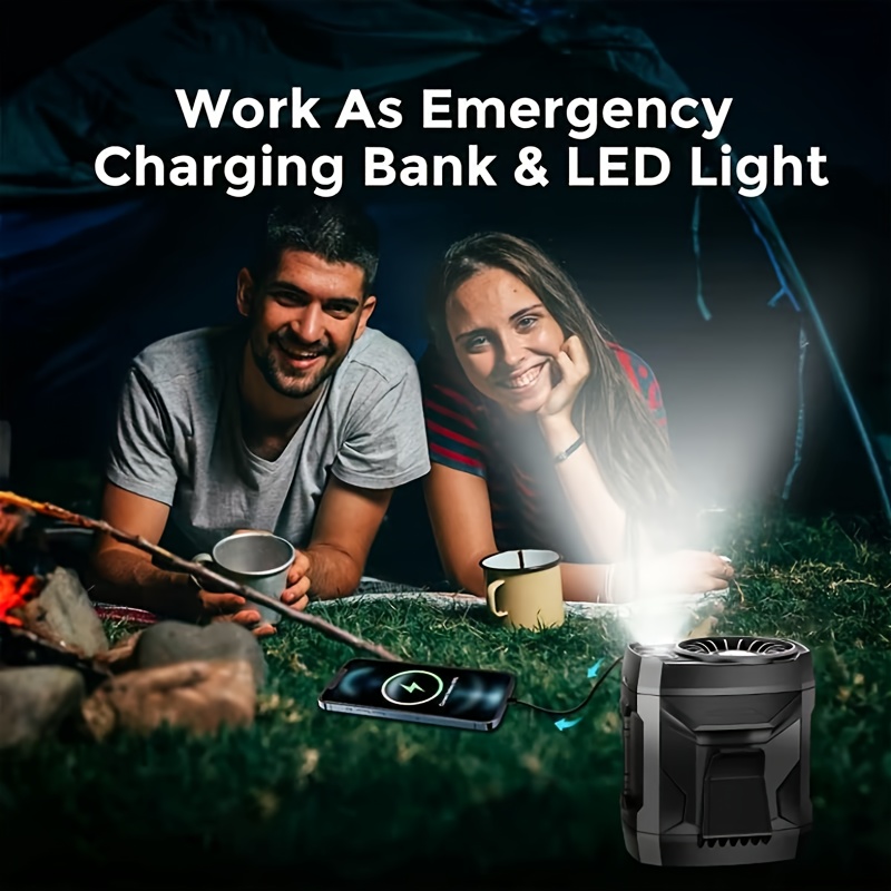 Outdoor Belt-mounted Portable Rechargeable Fan, Long Life, 4-speed Adjustable Wind Speed, With LED, SOS Lights, Wearable Belt Fan, Suitable For Construction Sites, Farms, Travel, Fishing, With Bracket Can Be Placed On The Phone, A Gift For The Ladies