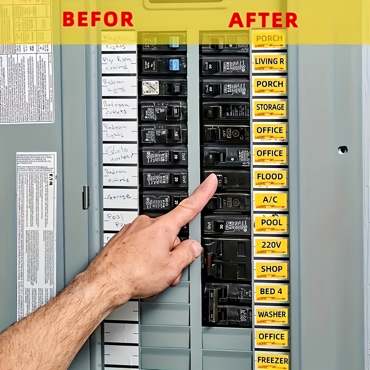 

1 Set Of 129 Pcs Circuit Breaker Box Labels - 18cm X 28cm