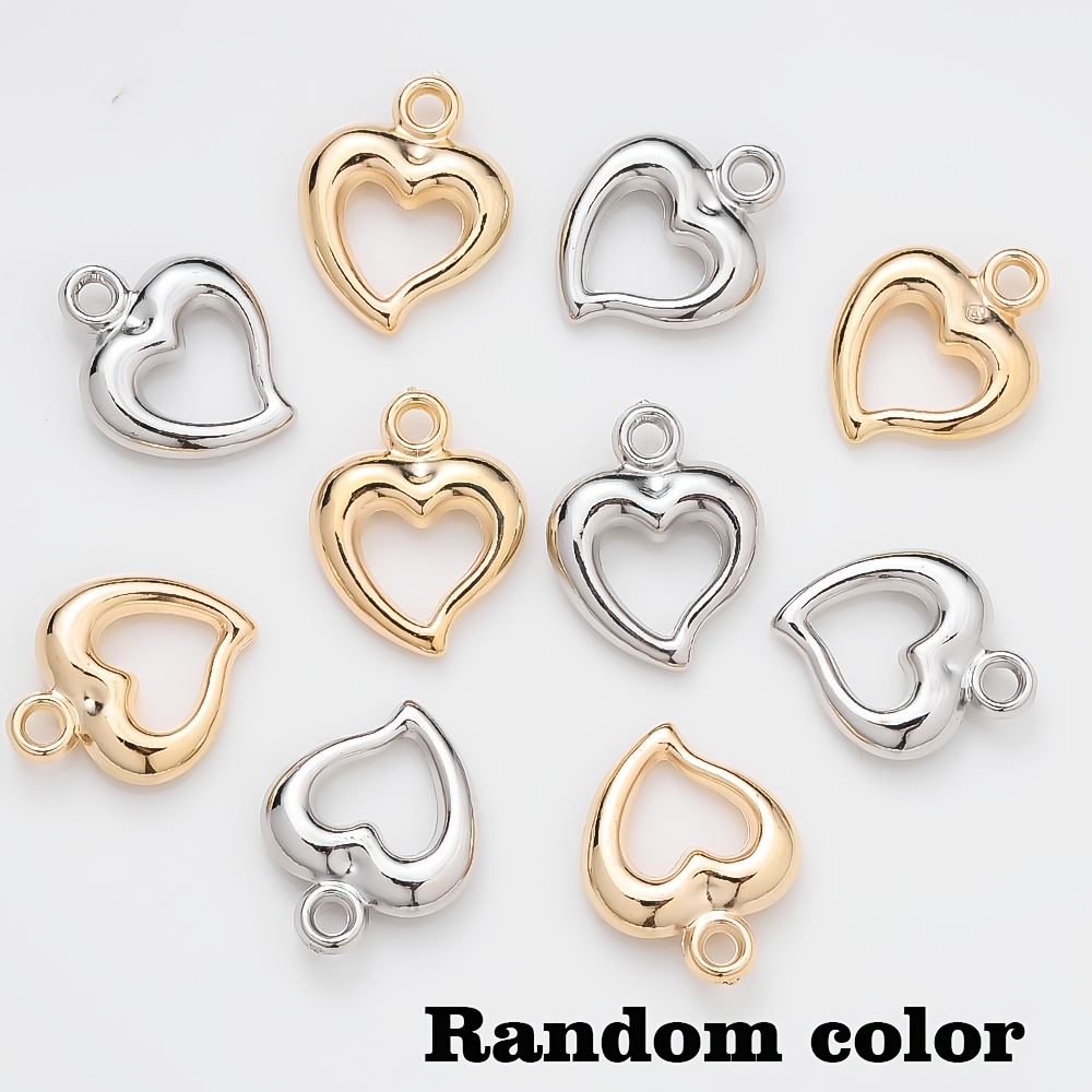 50pcs Y2k Hollow Heart Charms, Golden Silvery Sweet Heart Dangle Bead Charms For Jewelry Making Bracelet Necklace Earrings (random)