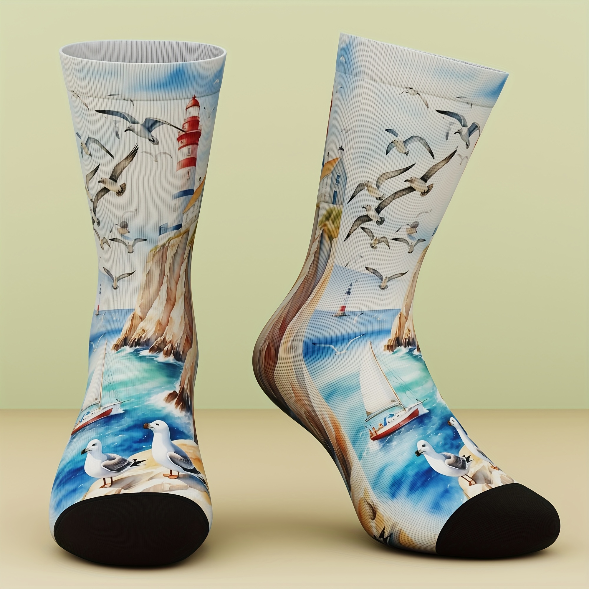 E-shop 1 Paar Unisex Socken, Möwenmuster, Socken-Geschenk, Lustig und , Bequem und Atmungsaktiv, Geeignet für Outdoor-Sportarten, Ganzjahres-Tragen,