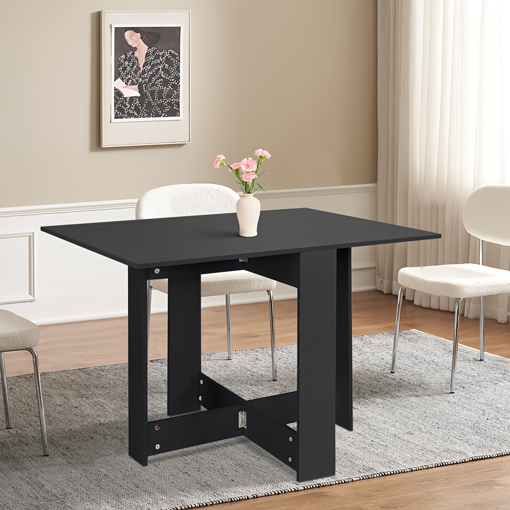 Compact Black Folding Table - Dining Table - Collapsible Kitchen Dining Table - 102.5 X 76 X 73 Cm - Ideal For Spaces - Accommodates 4 To 6 Individuals