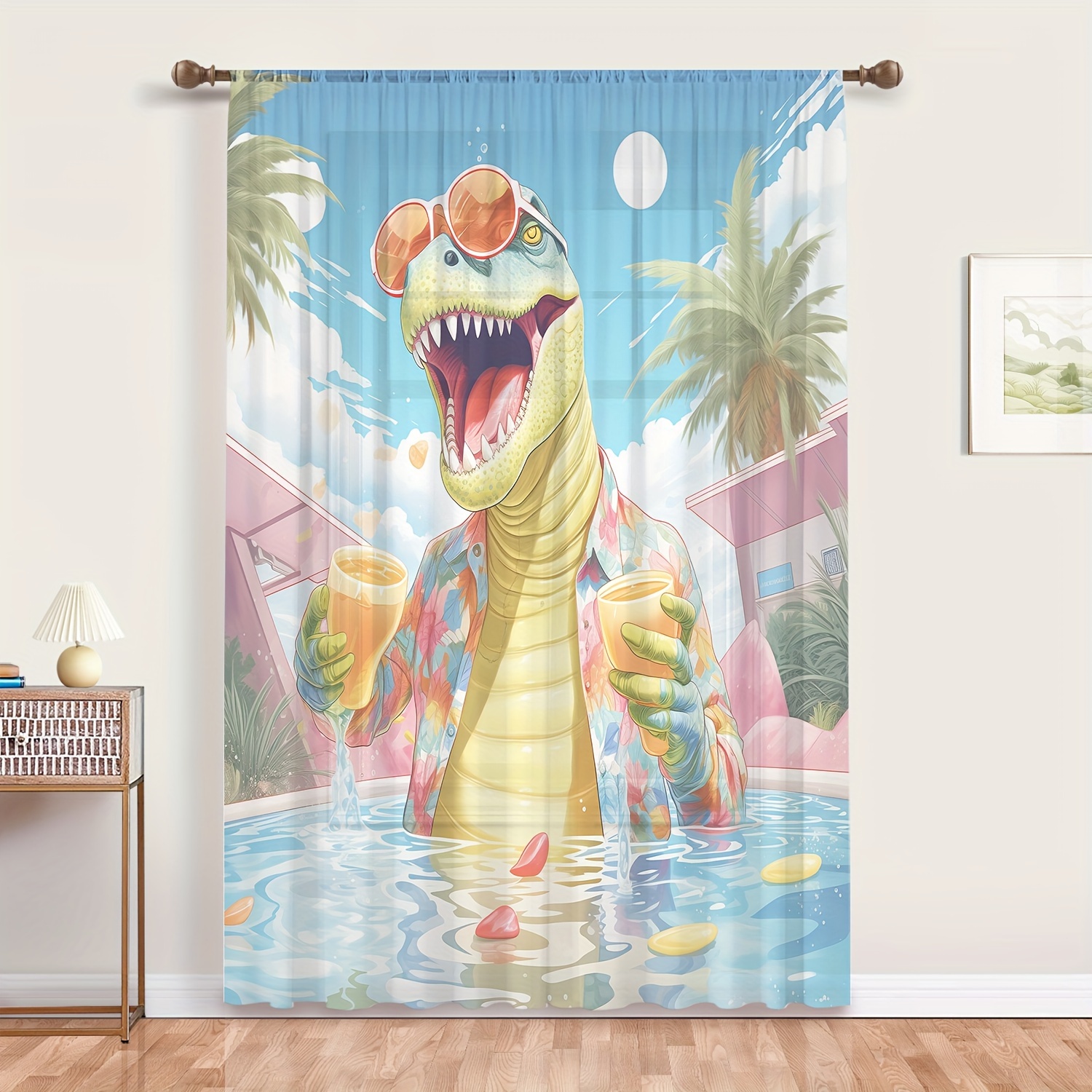 Ancient Jungle Dinosaur Printed Shower Curtain Waterproof - Temu Canada