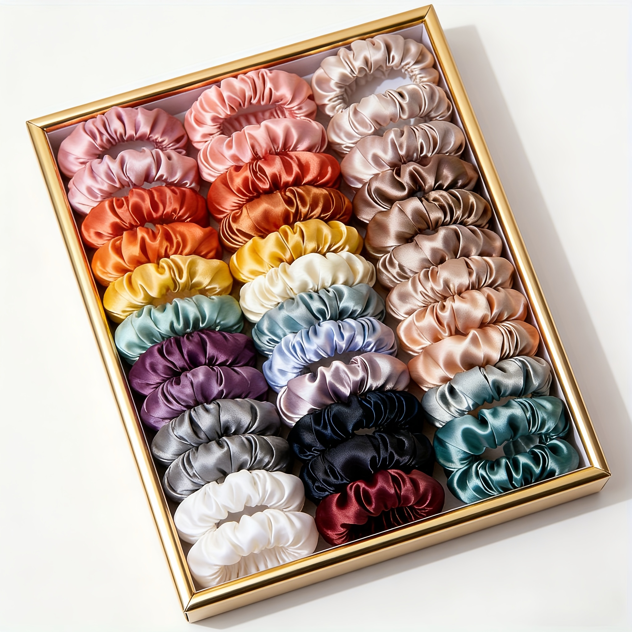 TEMU Set da 21 pezzi di Scrunchies sottili a grande volume - Elastici per capelli e non dannosi in un vivace mix di colori adatti a di capelli, con