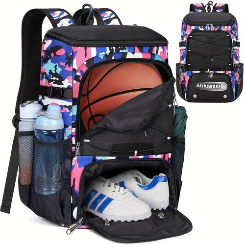 moqueta de baloncesto de 45 portabalón separado y compartimento para zapatos - bolsa deportiva para vóleibol, fútbol, natación, gimnasio y viaje