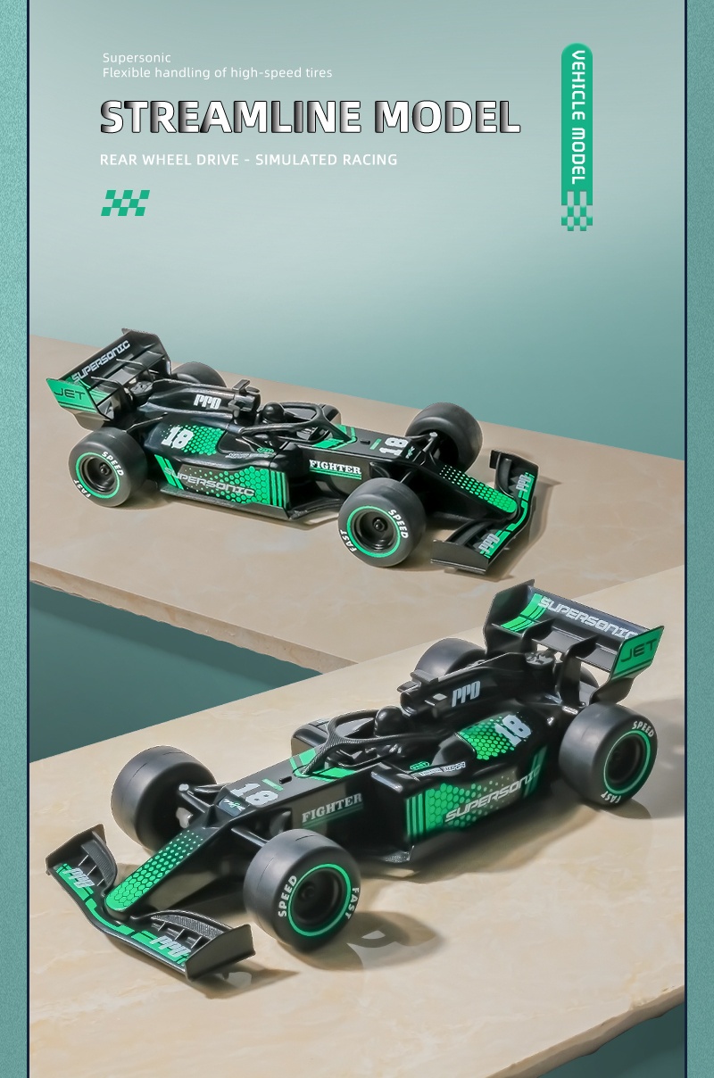 1:18 Scale RC Drift Toy Car - High-Speed Drift with Spray Technology, All-Terrain Performance, Cool Lighting, Red & Green, Rechargeable Battery, Perfect Birthday Gift, RC Car Toy, Sleek Design, Durable Plastic