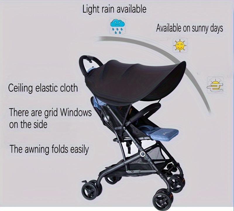 stroller sunshade   polyester full coverage canopy for travel details 1