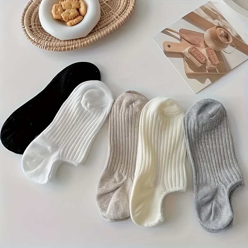 5 Pairs of Thin, Non-Slip, Invisible Women'S Boat Socks for Spring And Summer.