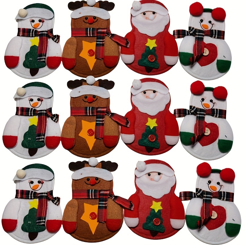 4/8/12pcs Christmas Cutlery Holders Suit Silverware Pockets Knifes Forks Tableware Decor Bag Storage Covers Christmas Xmas Party Decorations