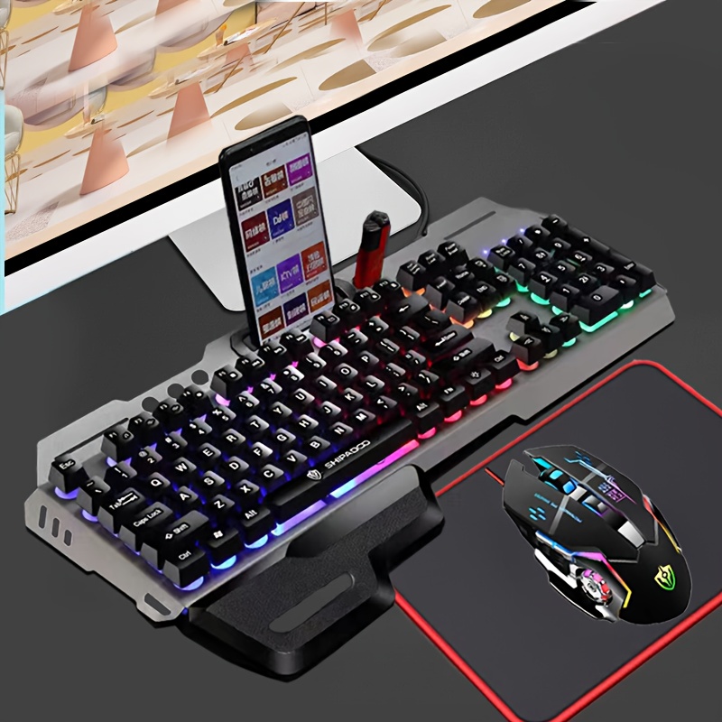 Bekabelde gamingtoetsenbord- en -muisset met muismat