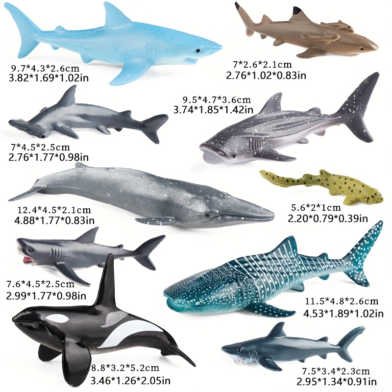 Image of 10pcs Realistic Shark - Durable And Educational Statue Toy, Realistic Ocean Animal , Children's Gift, Christmas Gift