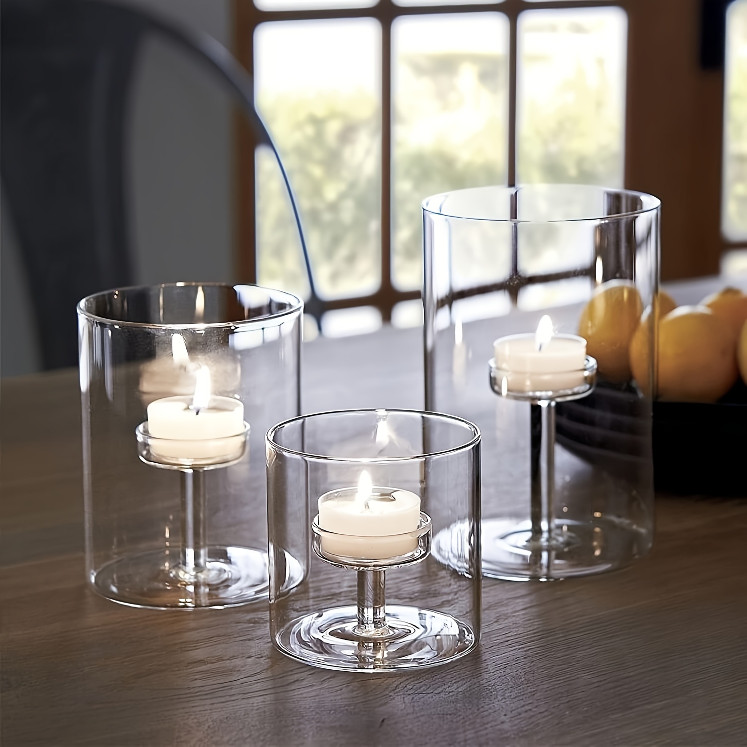 

Set, Hurricane Glass Tea Light Candle Holders Pillar Candles Clear Votive Candle Holders For Wedding Table Centerpieces Party Home Living Room Decoration