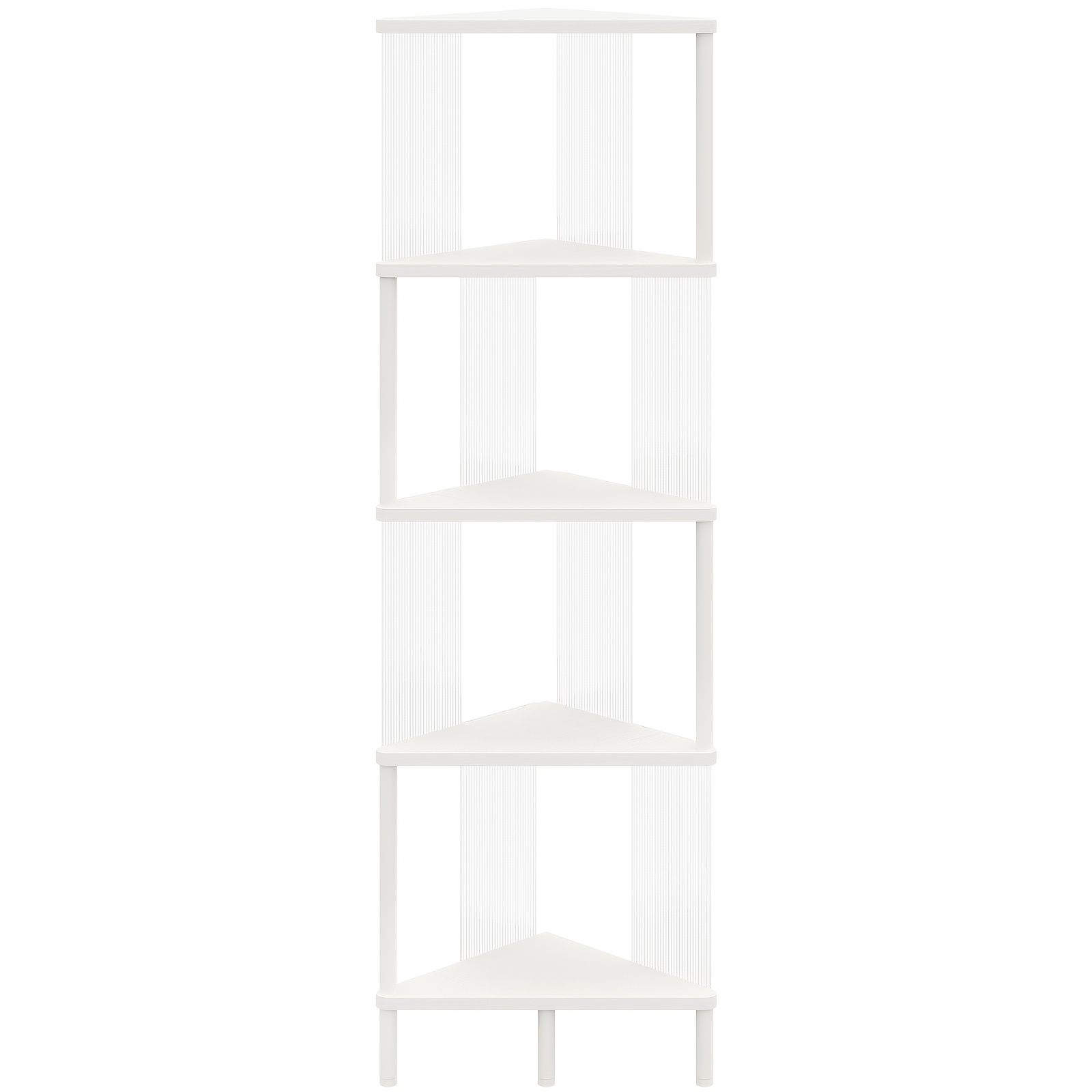 Image of 5-layer Triangular Corner Shelf, Floor-standing Room Wall Corner Storage Rack, Bathroom Kitchen Storage Shelf, Easy Bookshelf, Flower Stand, White, Corner Shelves