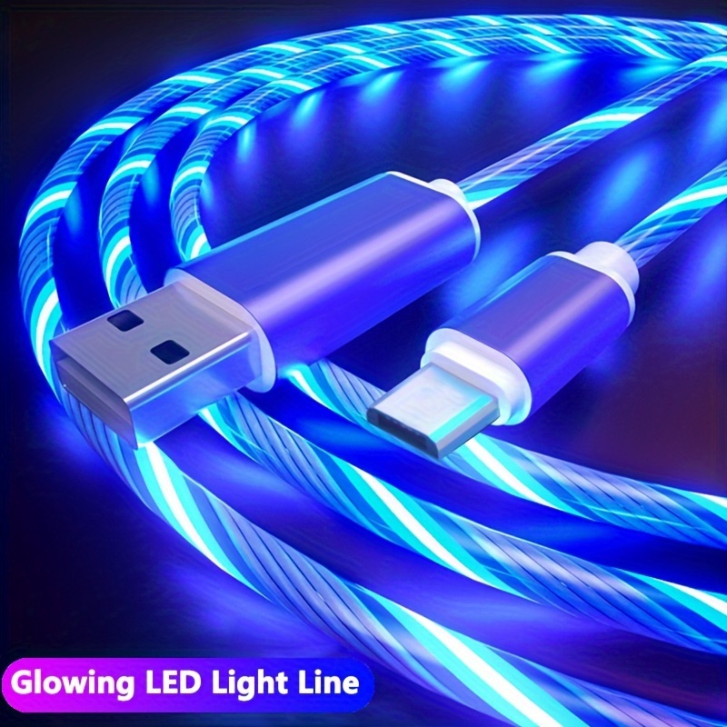 

40w 3a Glowing Led Light Usb Type C Cable Fast Charging For Samsung Galaxy S23 Plus S22 S21 Xiaomi K60 K50 P60 P40 Phone Charger Usb C Cord