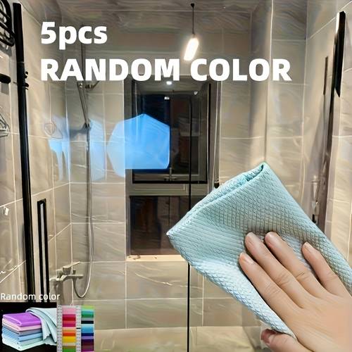 2 5pcs magic cleaning cloth kitchen and glass wipe without no water stains for quick removal lint free dish towels for bathroom and kitchen random color