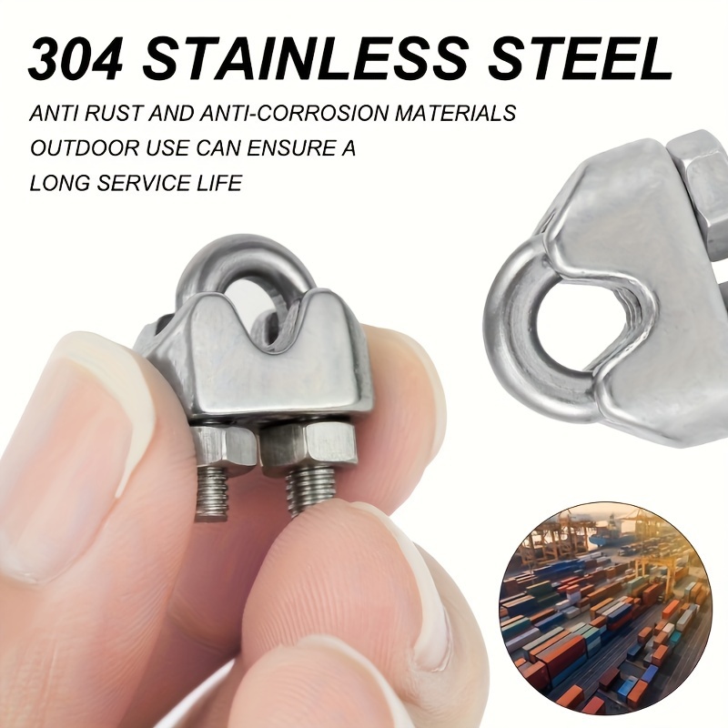 

12-pack Heavy-duty Stainless Steel Wire Rope Clamps With U-shaped Lock Buckle - Double Card Design For Secure Fastening