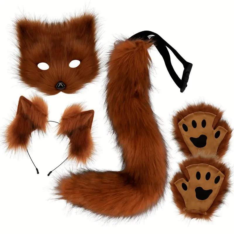 UILYNIU 4 Pièces Déguisement Renard pour Enfants, Bandeau de Oreilles Longue Queue Stickers Tatouage Visage Tutu Jupe, Animal Costumes pour Halloween UILYNIU 4 Pièces Déguisement Renard pour Enfants, Bandeau de Oreilles Longue Queue Stickers Tatouage Visage Tutu Jupe, Animal Costumes pour Halloween