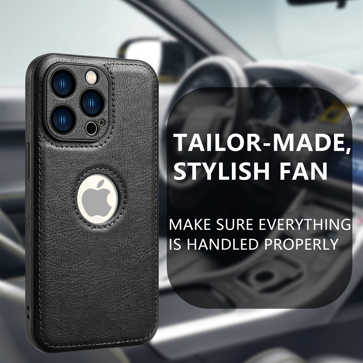 Logo View Compatible with iPhone 15/14/13/12 Pro Max Case Slim Premium Vegan Leather Classic Luxury Elegant Thin Cover, Shockproof Full Protection - Image 8