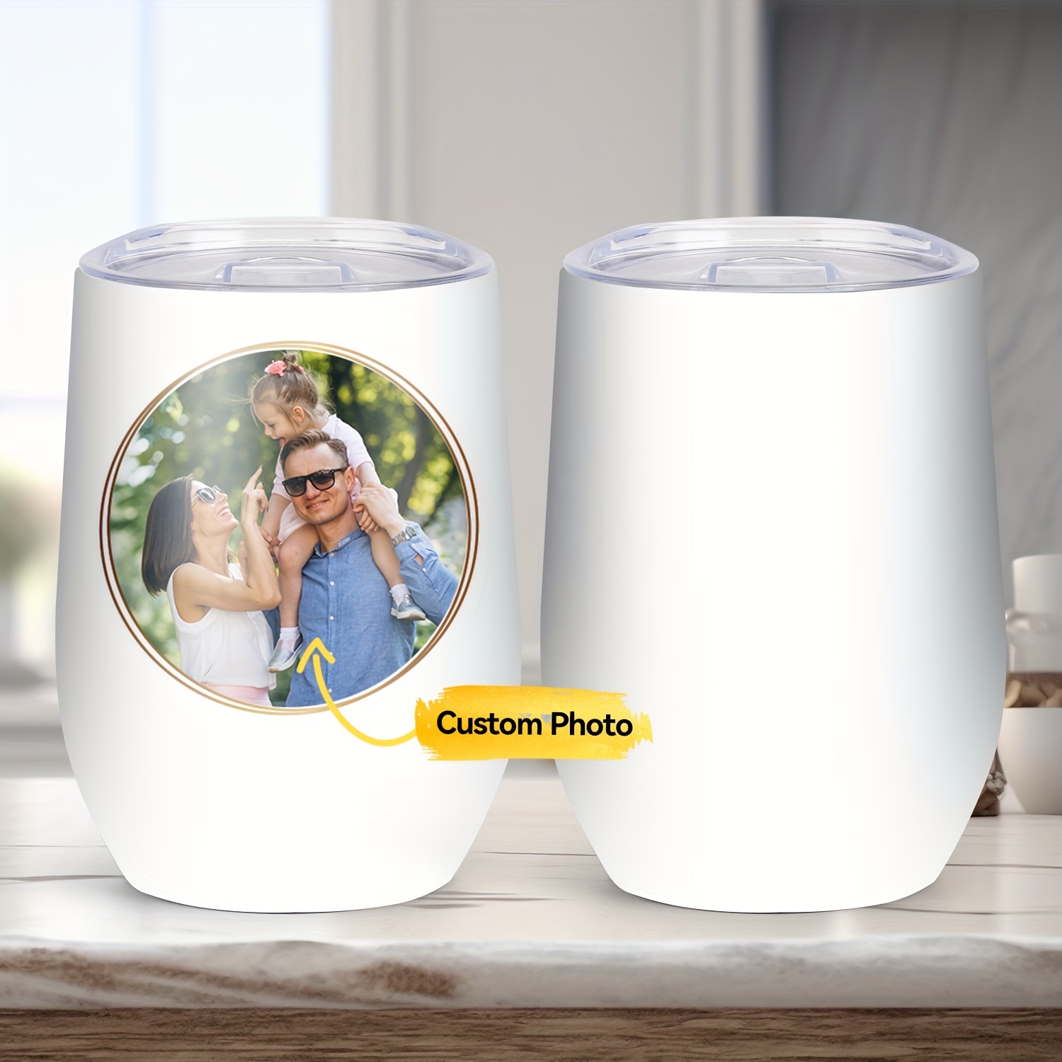 

Custom 12oz Stainless Steel Tumbler With Lid - Personalized Photo Coffee Mug, Leak-proof & Insulated, Perfect Birthday Or Holiday Gift For Family And Friends Insulated Coffee Tumbler