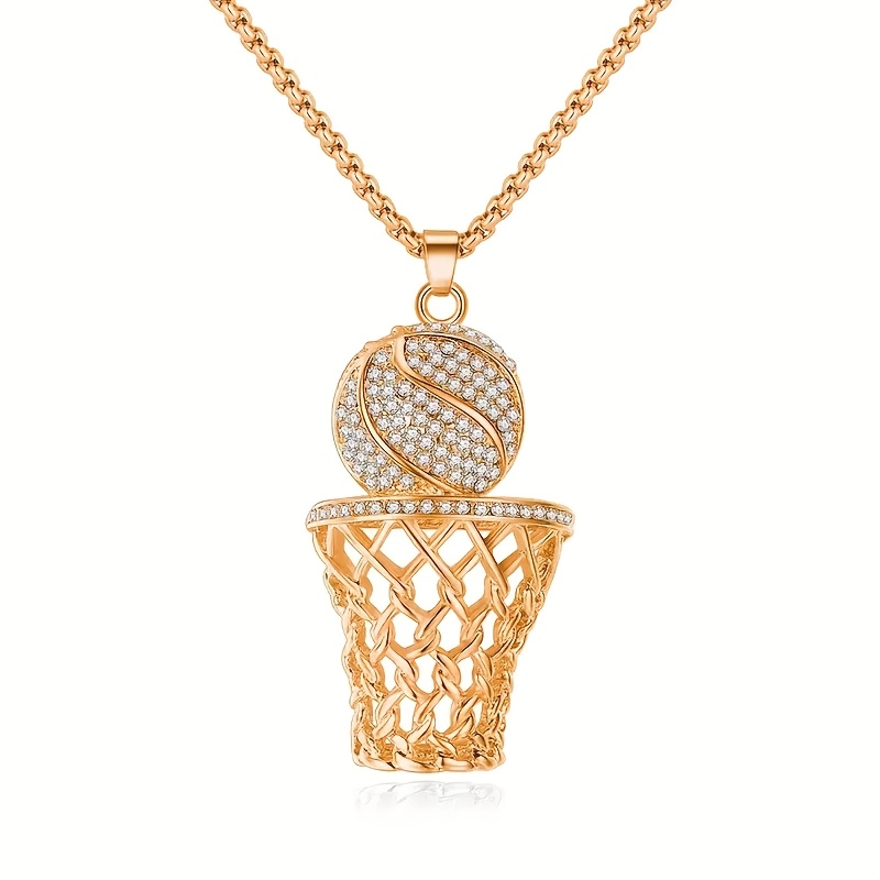 TEMU Hollow Electroplated Basketball Pendant Hip-hop Fashion Necklace For Men And Women, Trendy Pendant, Personalized Jewelry Hip-top Element 304 304