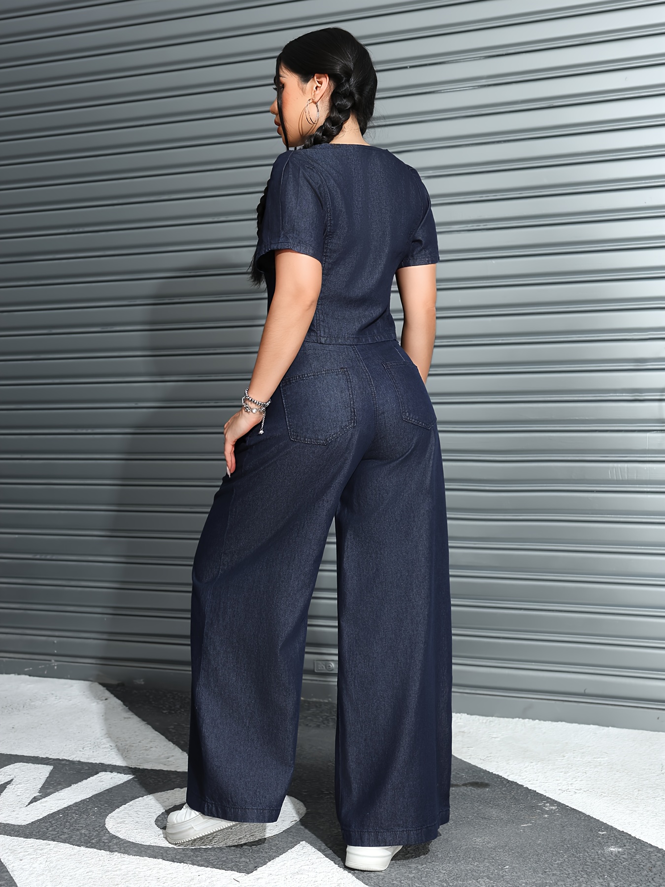 women's denim two-piece set: bodysuit and pants spring, summer