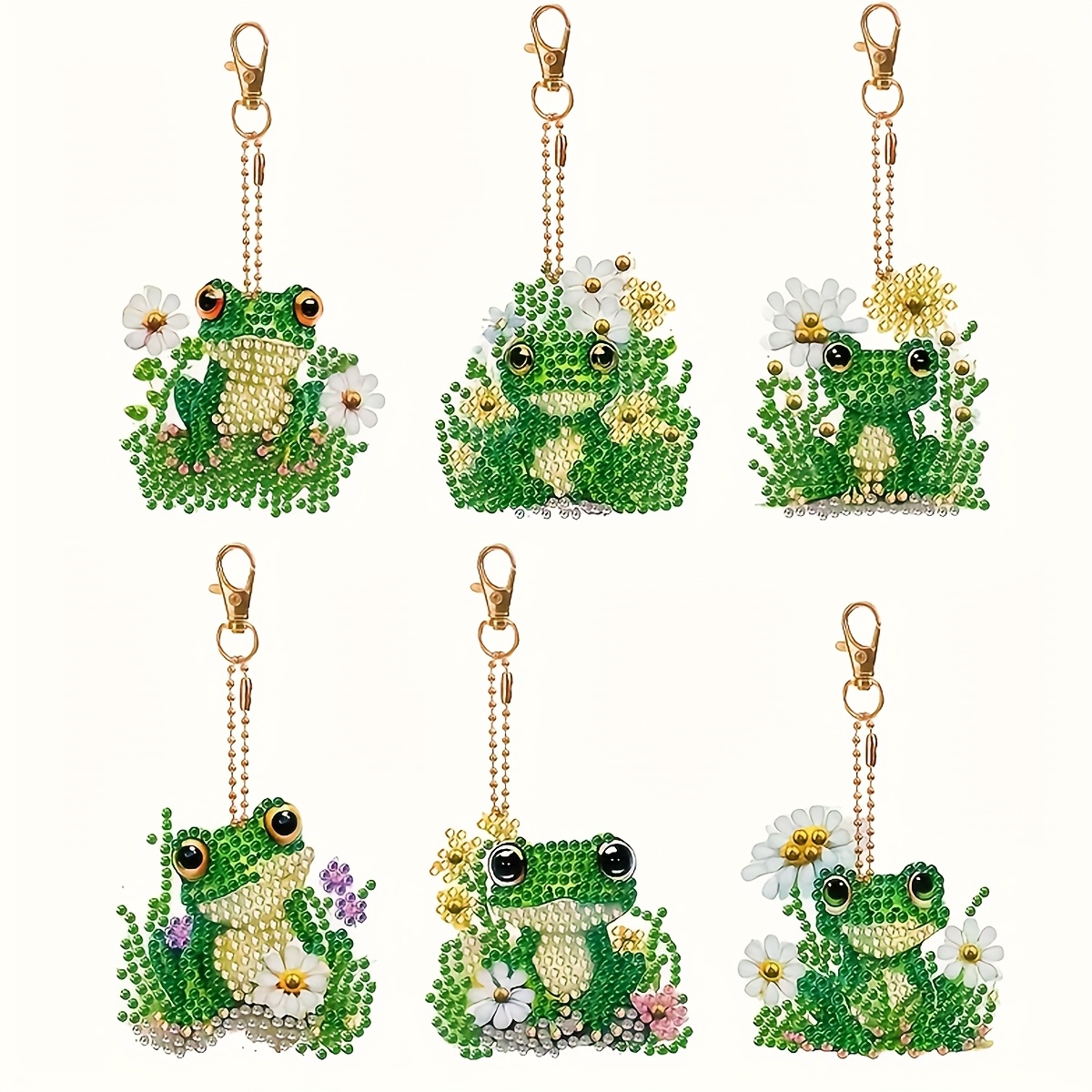 

6pcs Diy Diamond Painting Frog Painting Keychain Diamond Painting Pendant Double Sided Diamond Painting Keychain Creative Handmade Diamond Painting Small Gift Keychain Decorative Pendant