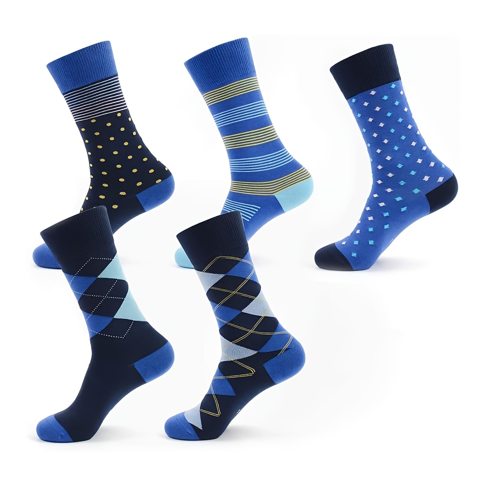 

5 Pairs Modal Odor Resistant Dress Socks For Men Cotton Business Crew Socks Patterned Dress Socks Funny