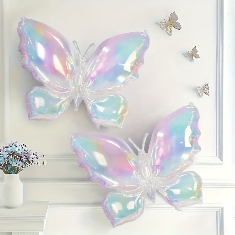 

2-piece Shimmering Butterfly Foil Balloons By Kaduos - Perfect For Birthdays & Celebrations, Durable Plastic, Suitable For Ages 14+