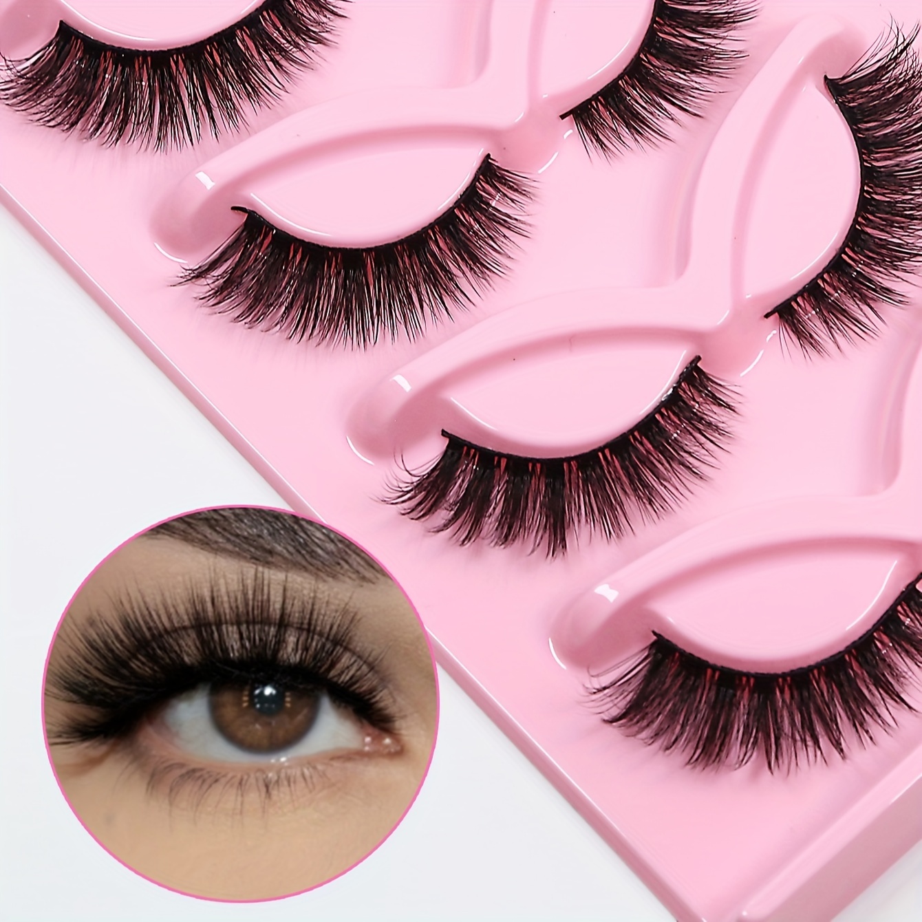 

5 Pairs False Extension Volume False Lashes Cat Eye Strip Lashes Pointed Mink Lashes Multi-pack For Halloween