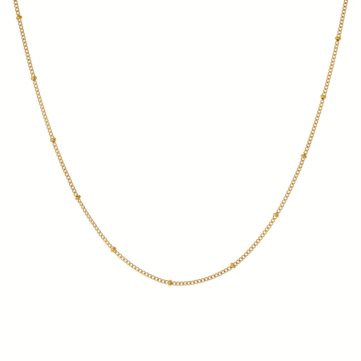 1pc Stainless Steel Classic Minimalist Golden Beaded Necklace Round Bead Necklace For Women Gifts