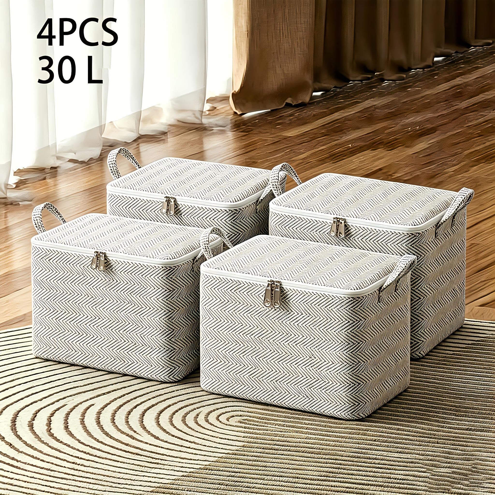 TEMU 4pcs Large Capacity Home Storage Bags, Clothing And Comforter Organizing Bags. Thickened Non-woven Material Moving Bags, Comfortable Hand